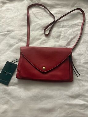 Lodis Red Leather Envelope Crossbody